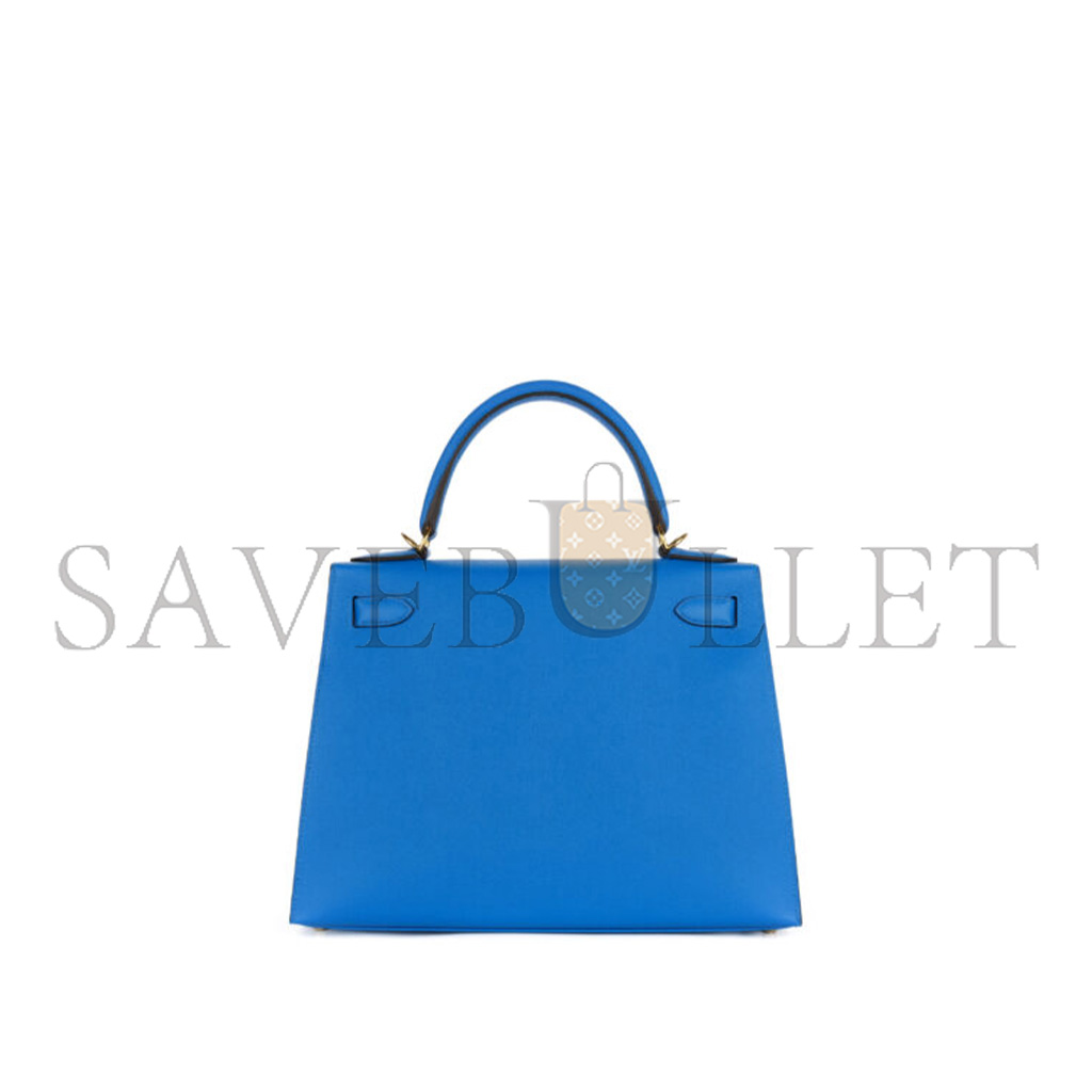 HERMÈS KELLY 25 BLEU HYDRA EPSOM SELLIER GOLD HARDWARE (25*17*7cm) 